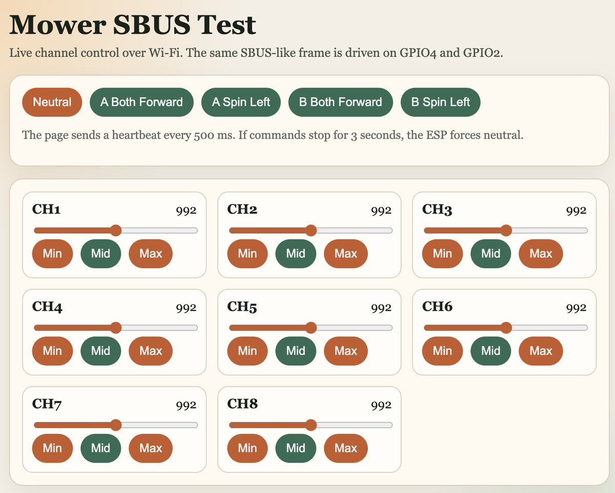 SBUS mixer code and control sanity check
