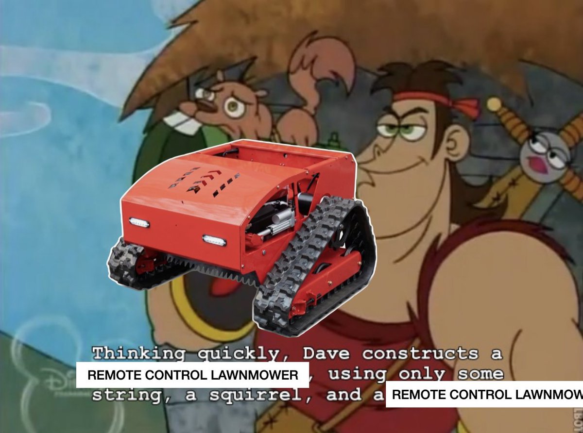 Remote control lawnmower meme image from the thread wrapper